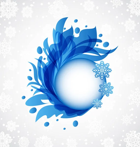 Zimní květinová modré transparentní rámec — Stock fotografie
