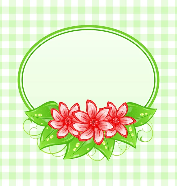 Linda tarjeta de primavera con flores y hojas —  Fotos de Stock
