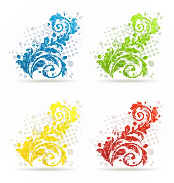 Conjunto colorido floral sazonal quatro isolado — Fotografia de Stock