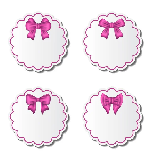 Set of beautiful cards with pink gift bows — Stock Photo, Image
