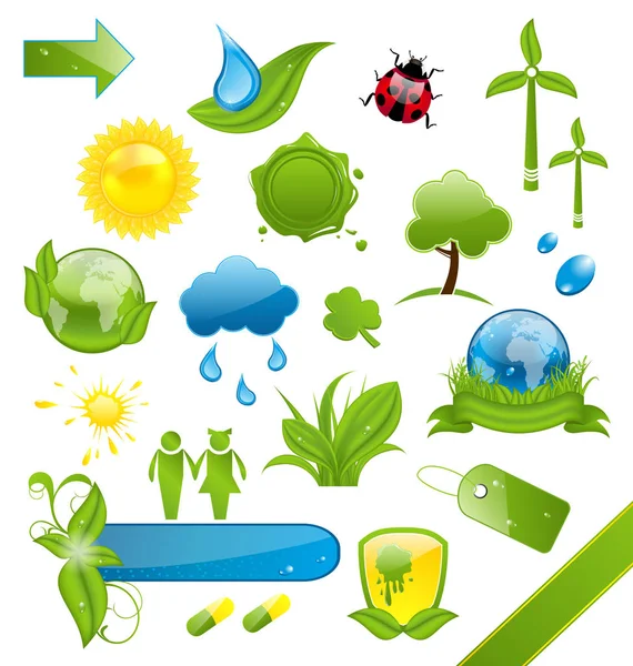 Uppsättning gröna ekologi ikoner — Stockfoto