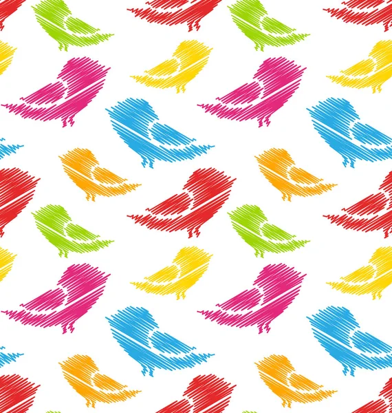 Бесшовный узор с абстрактными красочными птицами — стоковое фото
