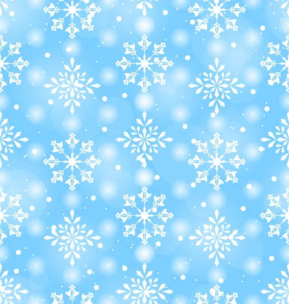 Χωρίς ραφή πρότυπο με όμορφες νιφάδες χιονιού — Φωτογραφία Αρχείου