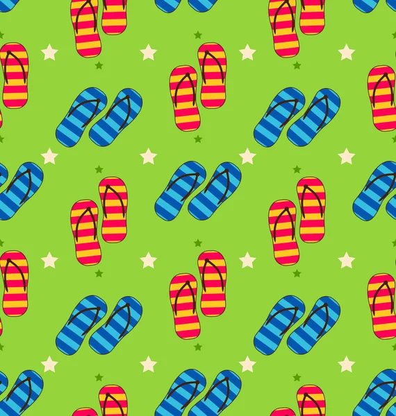 Summer Seamless Pattern with Set of Pair of Flip-flops — Stock Photo, Image