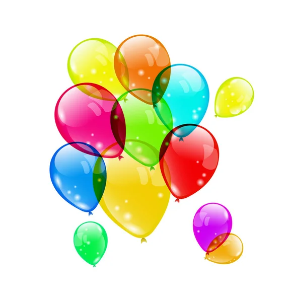 五颜六色的气球在白色背景上设置为您的假期 — 图库照片