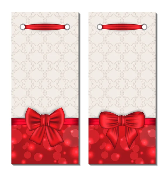 Conjunto de tarjetas lindas con lazos de regalo —  Fotos de Stock