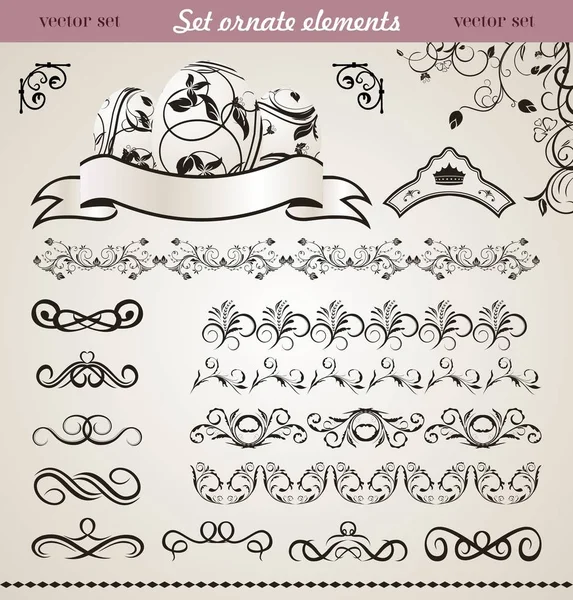 Set elementi di design floreali ornati — Foto Stock