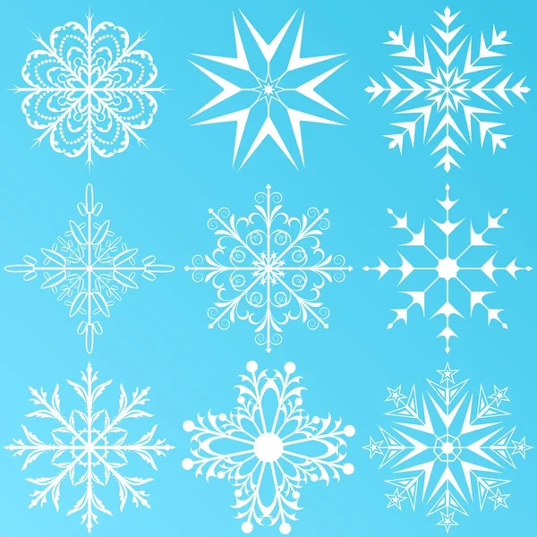 Набір варіацій сніжинки ізольовані — стокове фото