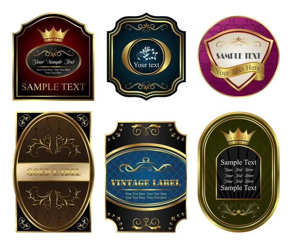 Set colored gold-framed labels — Stock Photo, Image