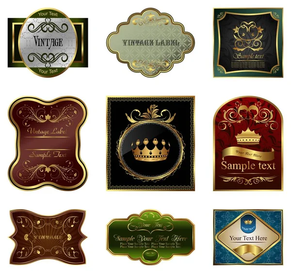 Ilustración de etiquetas de oro Marcos decorativos color set — Stok fotoğraf