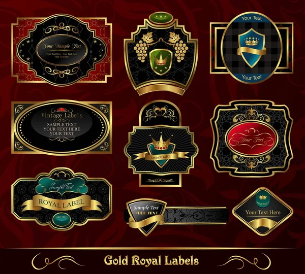 Set farbenfroher goldgerahmter Etiketten — Stockfoto
