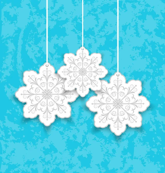 Zestaw świąteczny papier płatki śniegu na tle niebieski nieczysty — Zdjęcie stockowe