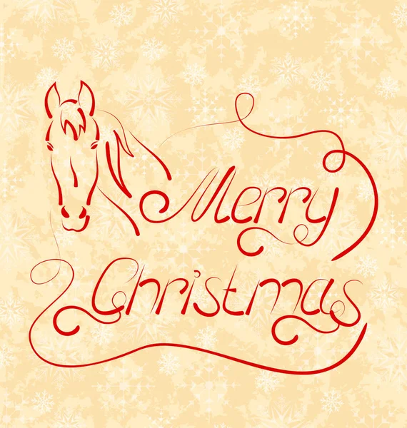 Calligraphic Christmas lettering with horse — Stock Photo, Image