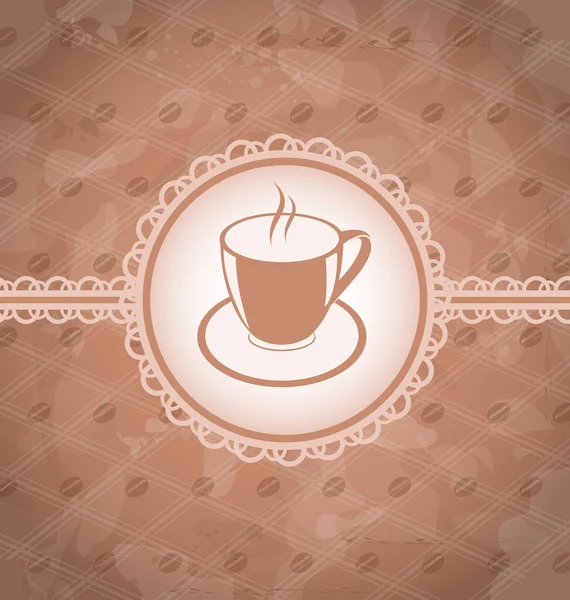 Kahve etiket - bardak, kahve ile eski grunge arka plan tex fasulye — Stok fotoğraf