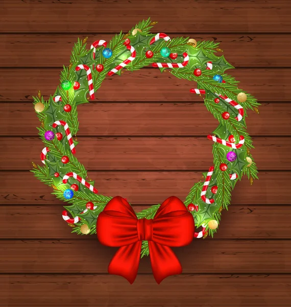 Karácsonyi nyaralás dekoráció fából készült háttér — Stock Fotó
