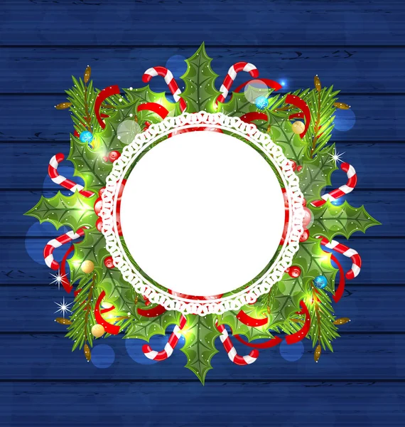 Natal decoração de férias com cartão de saudação — Fotografia de Stock
