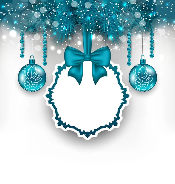 Cartão de presente de Natal com bolas de vidro — Fotografia de Stock