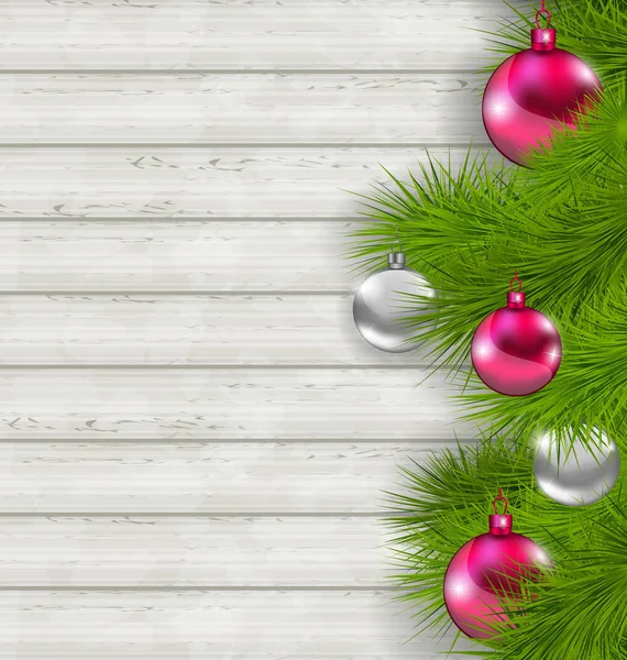 Composição de Natal com bolas de vidro penduradas e galhos de abeto — Fotografia de Stock