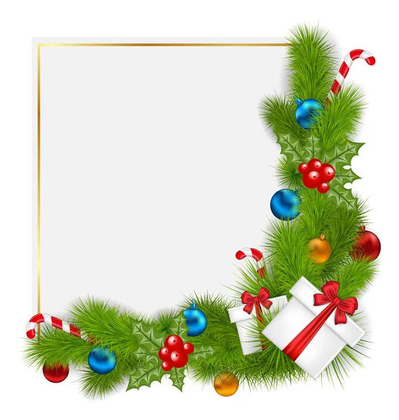 Ozdobný okraj z tradiční vánoční prvků — Stock fotografie
