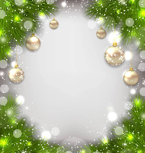 Fondo de invierno de Navidad con bolas de vidrio —  Fotos de Stock