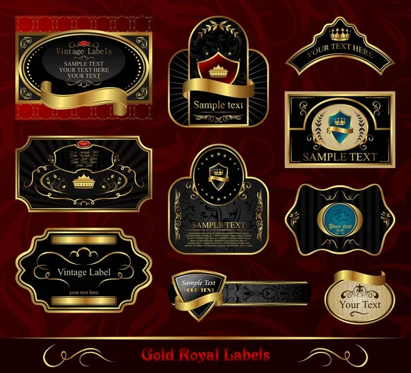 Set black gold-framed label — Stock Photo, Image