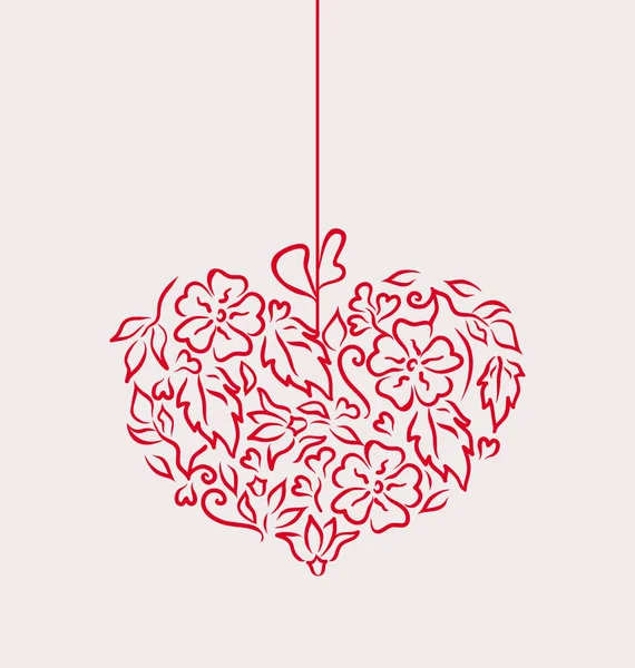 Prydnadsväxter hjärta i handen ritade stil för alla hjärtans dag, isolerade — Stockfoto