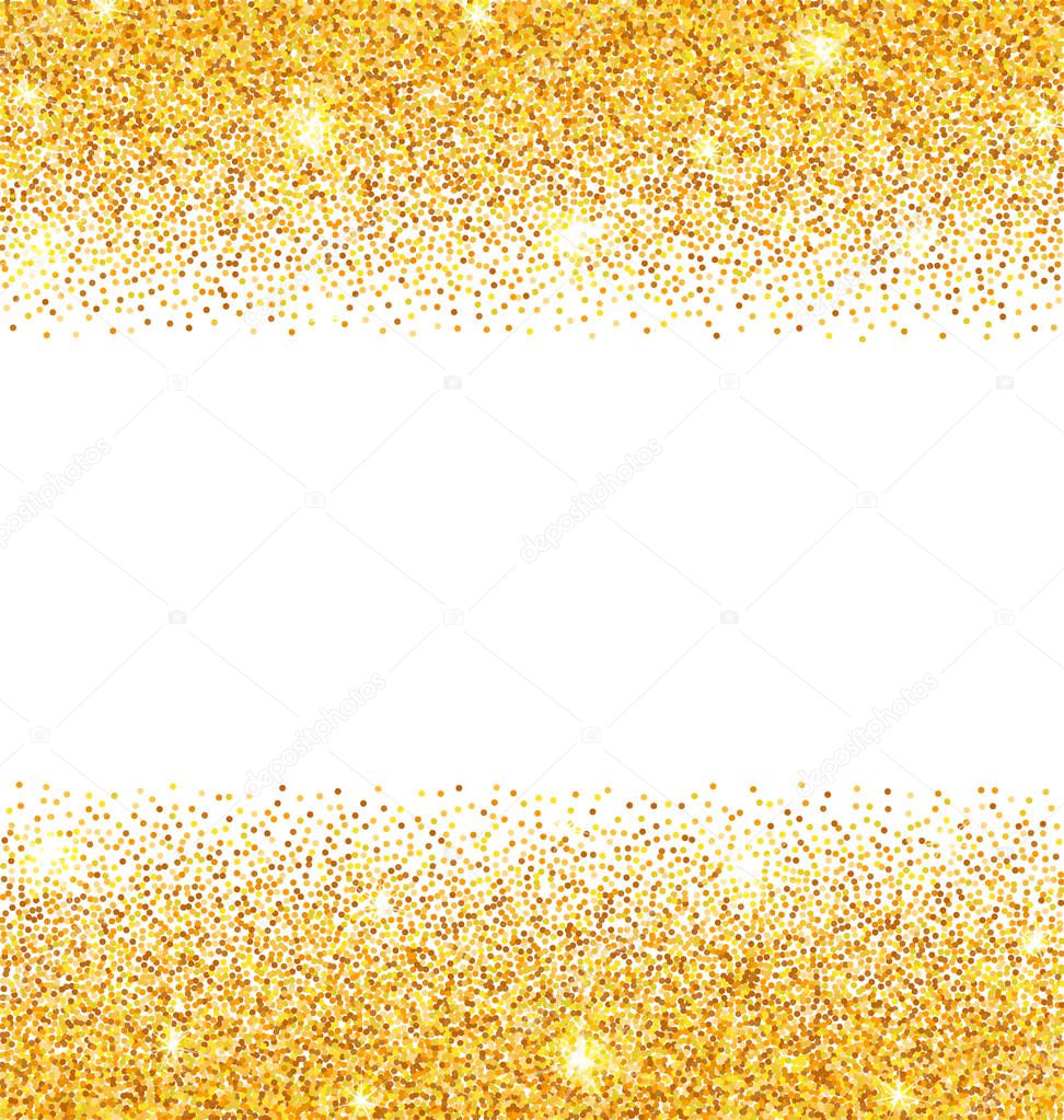 Abstract Golden Sparkles on White Background. Gold Glitter Dust