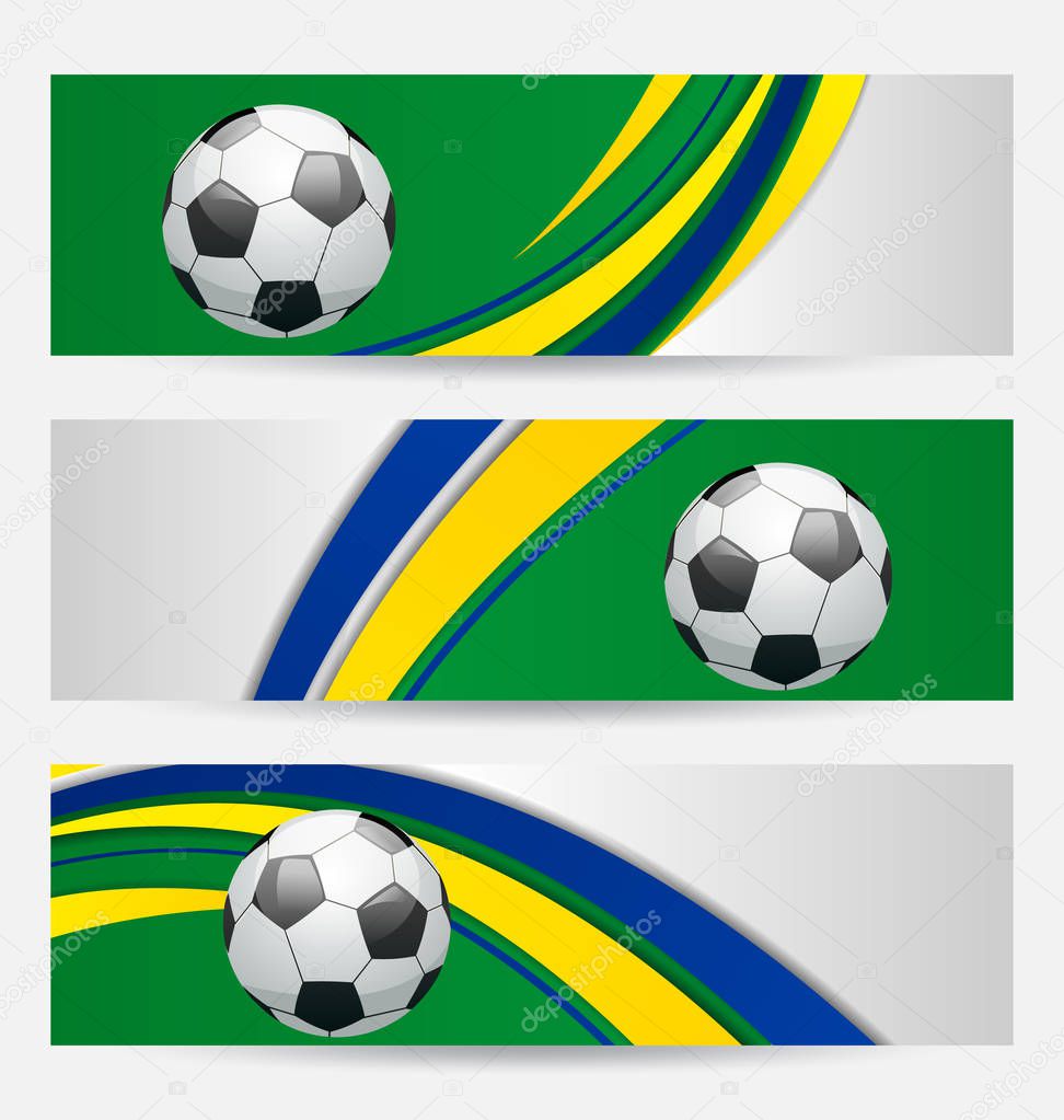 Set football cards in Brazil flag colors