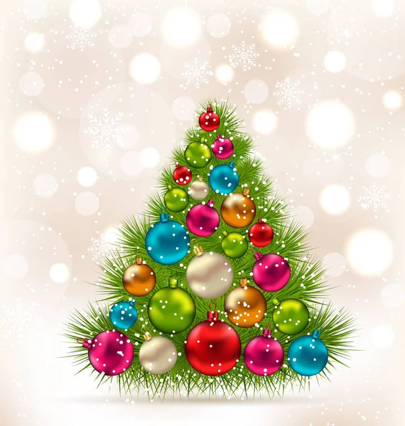 Christmas tree and colorful balls on light background — Stock Photo, Image