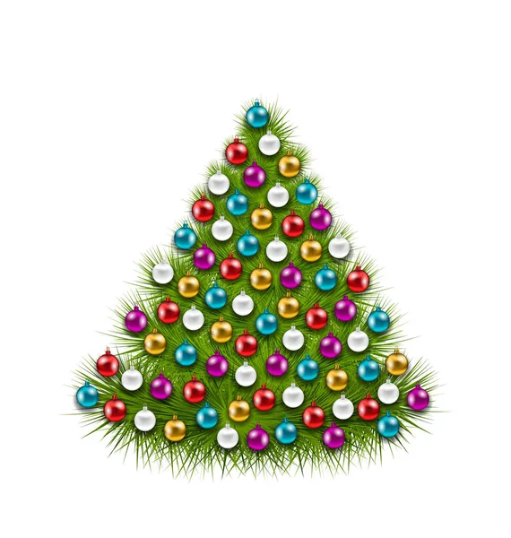 Árvore de Natal decorado bolas coloridas — Fotografia de Stock