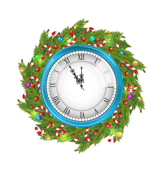 Corona de Navidad con Reloj — Foto de Stock