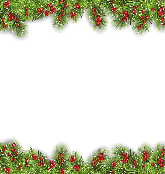 Holiday ramki z gałęzi jodły i Holly jagody — Zdjęcie stockowe