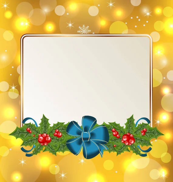Natal cartão bonito com visco e arco — Fotografia de Stock