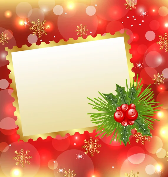 Χριστουγεννιάτικη κάρτα με γκι και πεύκο — Φωτογραφία Αρχείου