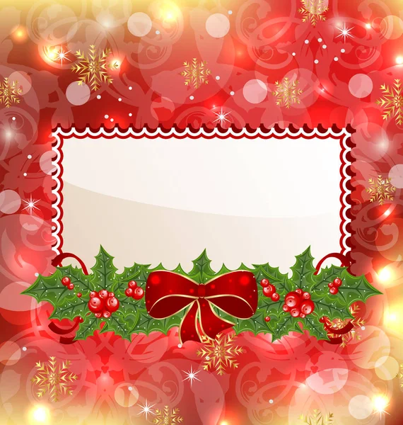 Ökse otu ve bow Noel zarif kartı — Stok fotoğraf