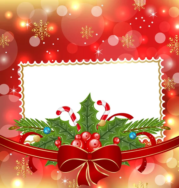 Grußkarte mit Weihnachtsdekoration — Stockfoto