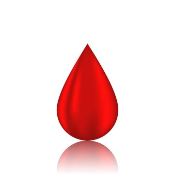 Beyaz arka plan üzerinde izole yansıması ile kırmızı kan damlası