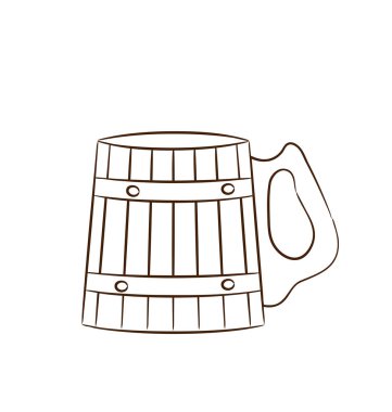 Beyaz arka plan üzerinde izole bira ile ahşap kupa