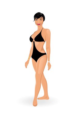 güzel kız beyaz zemin üzerine izole güneşlenin