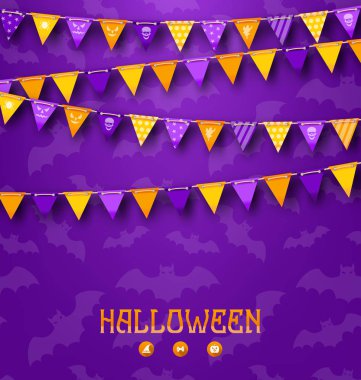 Halloween Parti arka plan renkli kiraz kuşu flamalar ile