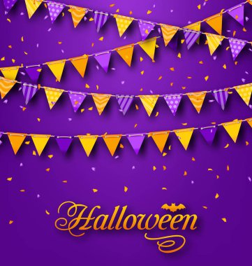 Halloween Parti arka plan ile üçgen dize asılı