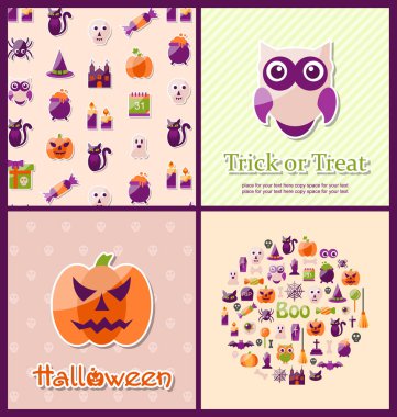 Cadılar Bayramı kartpostal. Set afiş