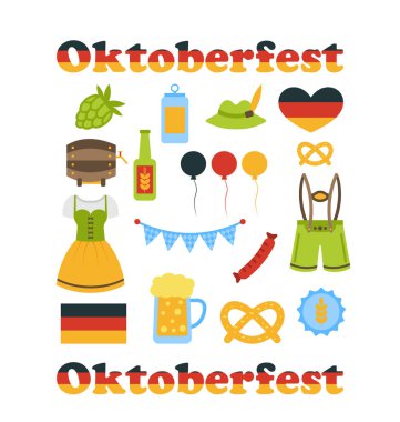 Oktoberfest renkli semboller izole