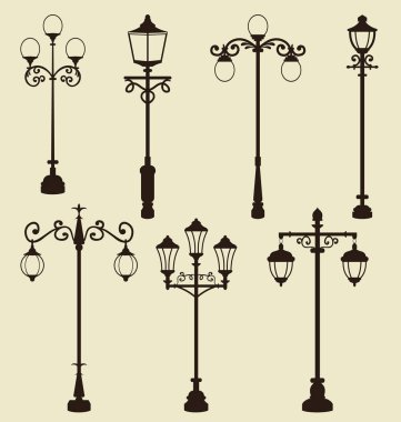 Vintage çeşitli süs streetlamps ayarla
