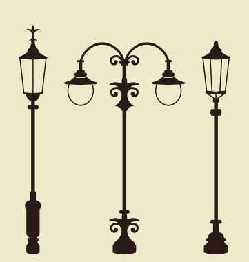 ayarla vintage çeşitli lampposts dövme