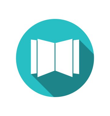 Simge açık dergi gazete cuted yuvarlak mavi zemin üzerinde