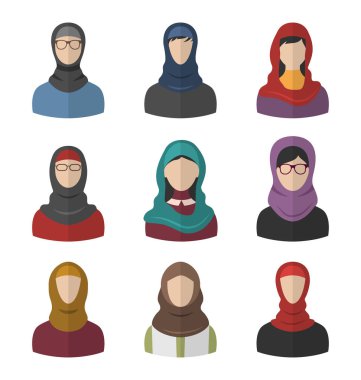 Arap kadın, kafaları ve başörtüsü ayarla