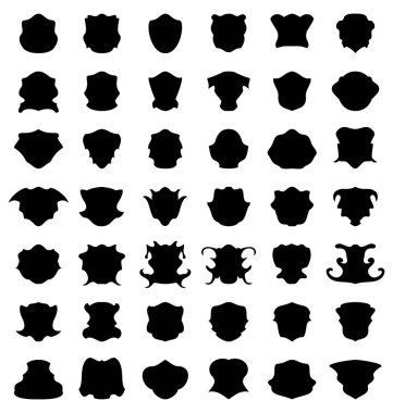 Set dekoratif şekil sınır siyah siluet etiketi etiket simgesi