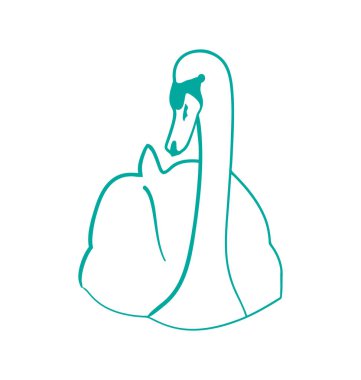 elle çizilmiş kuğu, anahattı kontur stili, w izole kroki