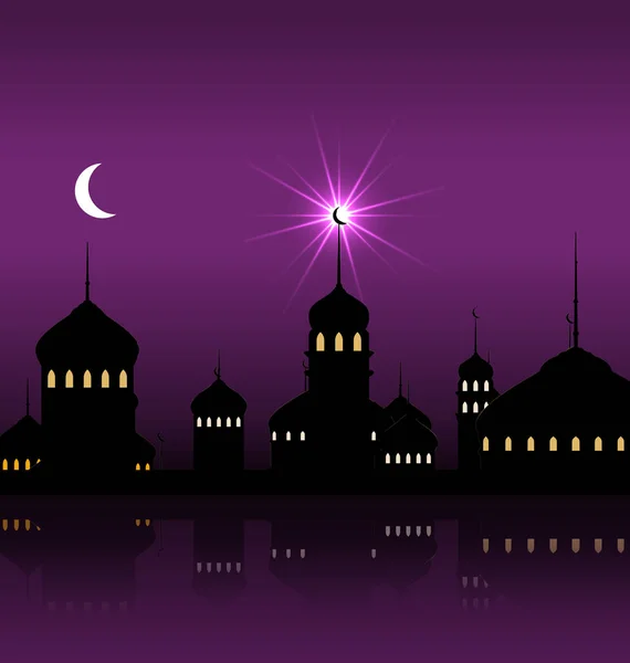 Ramadan Kareem noc tło z meczetu sylwetka i minaretów — Zdjęcie stockowe